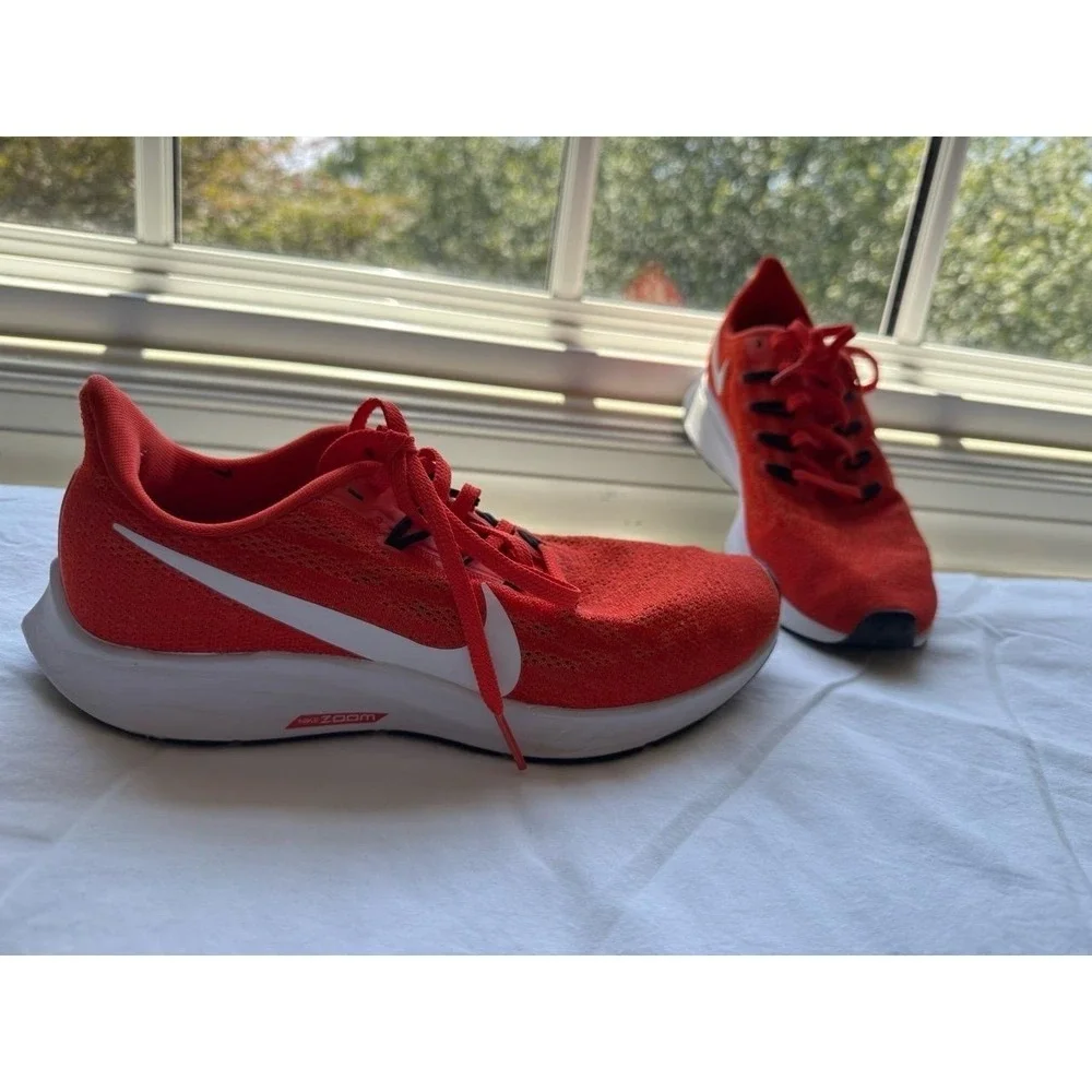 Nike Sneakers Womens 7.5 Orange‎ White Running Shoes Zoom Pegasus 36 Lightweight